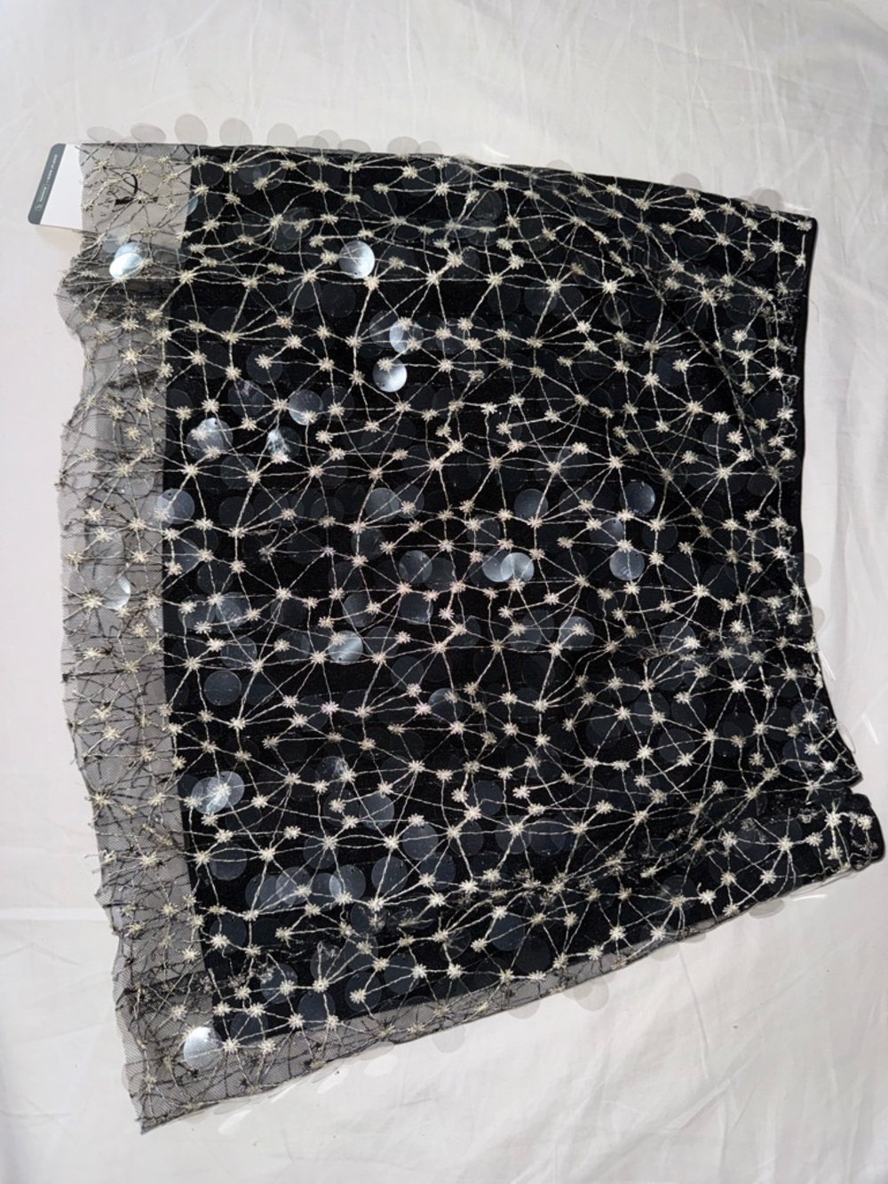 Black Sequin Starburst Mini Skirt